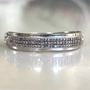 Unisex Diamond Band, Micro-Pave, 10k White Gold, Sz 7.25, Exc. Cond.